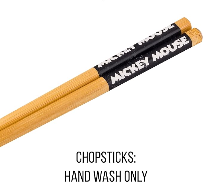 Silver Buffalo Disney Mickey Mouse Expressions Ceramic Ramen Noodle Rice Bowl with Chopsticks, Microwave Safe, 20 Ounces