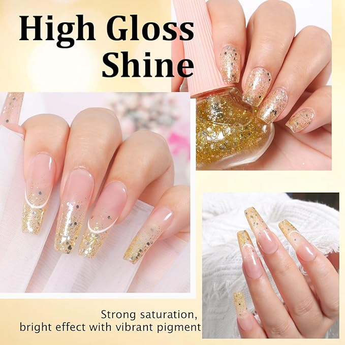 Major Dijit Quick Dry Nail Polish Glitter Yellow Summer Nail Lacquer for Nail Art Regular Nail Polish 0.41 fl oz.