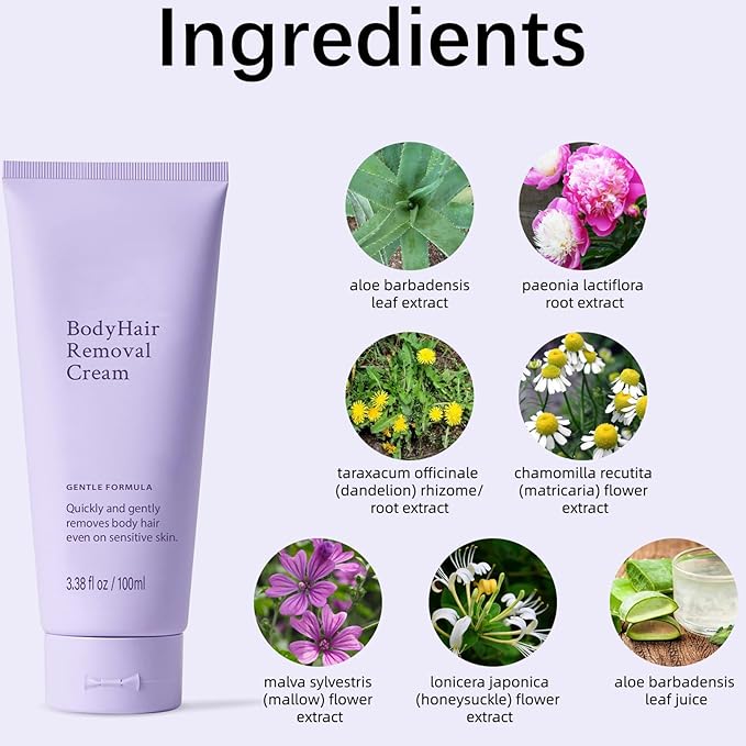 2 PCS Gentle Body Hair Removal Cream for Sensitive Skin, 6.76 Fl Oz, Painless Hairs Removal Cream with Spatula Applicator, Unisex Hair Removal & Skincare