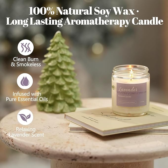 Holiday Scented Candle Gift Set, 6 Pack Natural Soy Candles for Home, Long Lasting Christmas Gifts for Women, Men, Friends & Family, Winter Aromatherapy Candle Set for Relaxing & Home Décor
