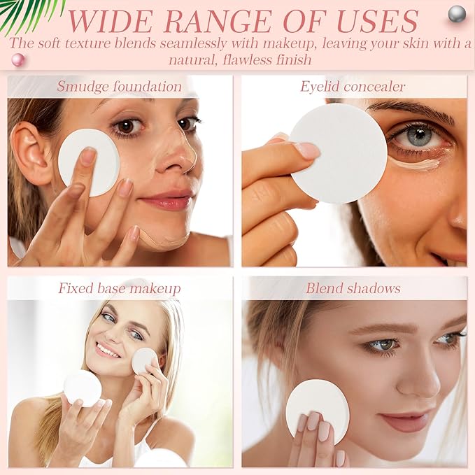 Dandat 20 Pcs Round Makeup Sponge with Acrylic Container Compact Powder Puff Cosmetic Sponge Round Foam Pad Beauty Face Makeup Foundation Powder Blender for Wet and Dry Dual Use(White)