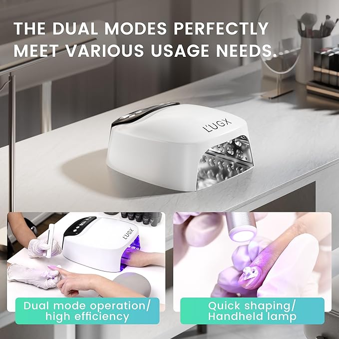 L'UGX 2 in 1 UV LED Nail Lamp, Rechargeable UV Light for Gel Nails, Coredless Nail Dryer with Handheld Gel Light for Nail Polish, Perfect for Home Salon Manicure
