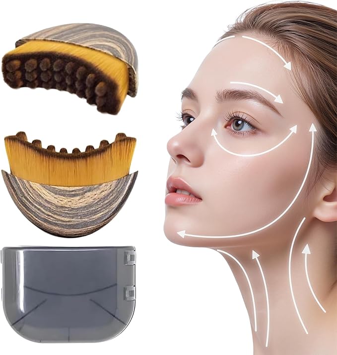 Lymphatic Contour Face Brush for Sculpting – Anti-Puffiness, Detox & Lift, Improves Skin Glow & Absorption – Precision-Fit Massager for Daily Tension Relief (Gray)