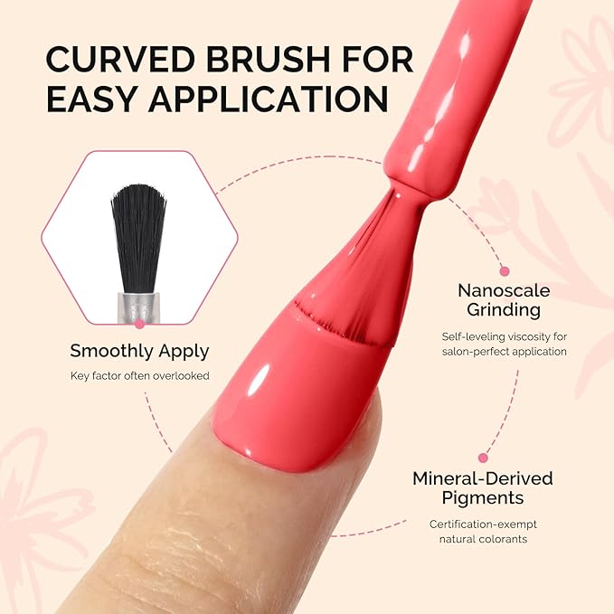 MelodySusie Fleurwee Plant Based Gel Nail Polish, Nail Polish Hema Free 21 Non Toxic Long Lasting No Chip Finger Toe Nail Art Manicure Salon DIY at Home Gifts for Women Watermelon Red P62