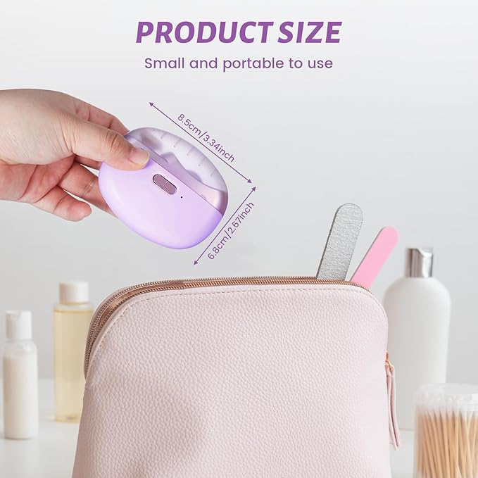 3 in 1 Electric Nail Clipper for Seniors, Baby Nail Trimmer Electric Automatic Trimmer, Safe Electric Toenail Clippers Nail File Tools for Adult, Manicure Kit Grinder with Polishing(Purple)