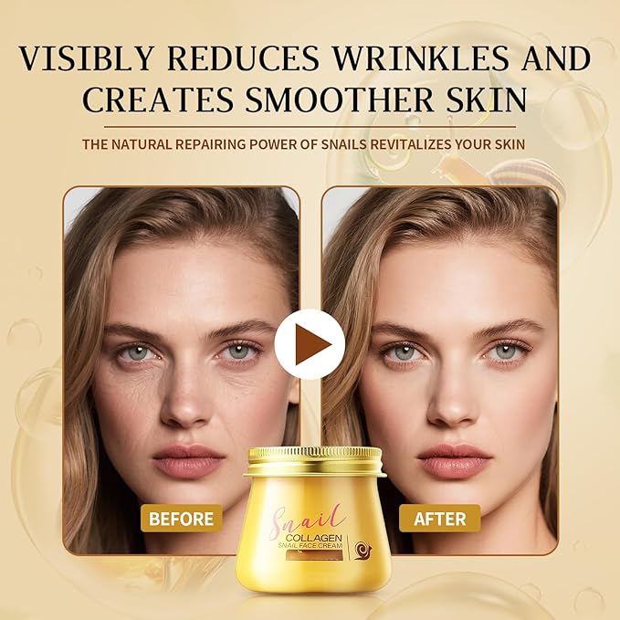 2pcs Snail Collagen Face Cream,Collagen Hydrating Anti-Wrinkle and Rejuvenating Cream,Anti-Wrinkle and Rejuvenating Cream for Women