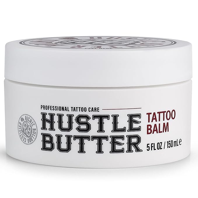 Hustle Butter Tattoo Soap & Aftercare Balm - Antibacterial Soap, Safe To Use While Healing, Vegan, No Petroleum - 5 Ounce Balm & 7 Ounce Tattoo Wash Kit