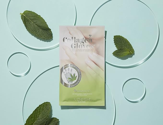 VOESH Collagen Gloves, Vegan Hand Masks, Herb Seed Oil, 3 Pack, Moisturizing Hand Mask, Lotion Gloves, Hydrating Gloves, Hand Care, Spa Manicure Gloves, Dry Hand Treatment