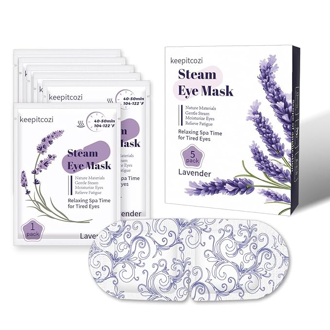 5 Pack Steam Eye Masks, Heated Eye Disposable Mask for Sleep Dry Eyes Dark Circles Treatment, Home Spa Relaxing Trip Gifts for Women Men