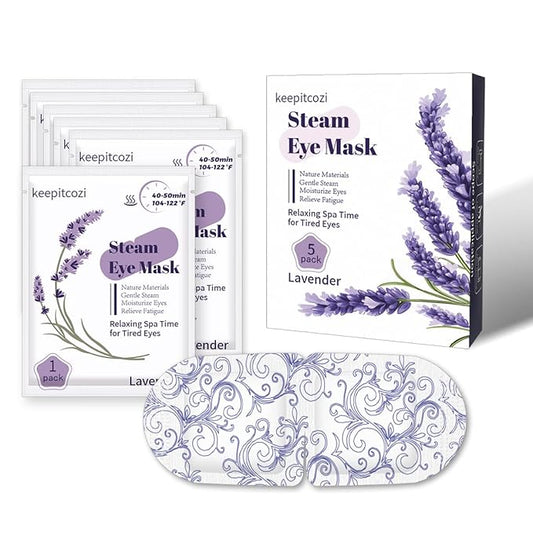 5 Pack Steam Eye Masks, Heated Eye Disposable Mask for Sleep Dry Eyes Dark Circles Treatment, Home Spa Relaxing Trip Gifts for Women Men