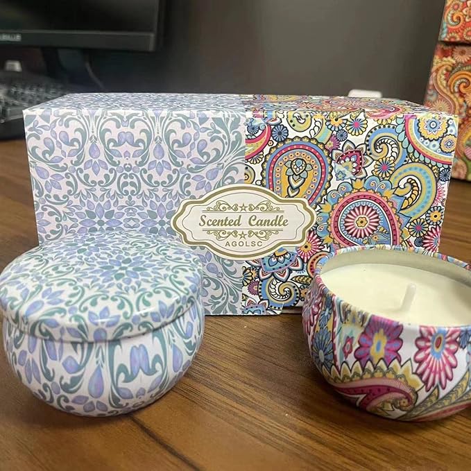 2 Pack Scented Candles, 2.5 oz Aromatherapy Candles for Home Scented, Natural Soy Candles with Floral Scents, Portable Small Jar Candle Set for Travel, Spa, Bath, Yoga, Home Decor Candle