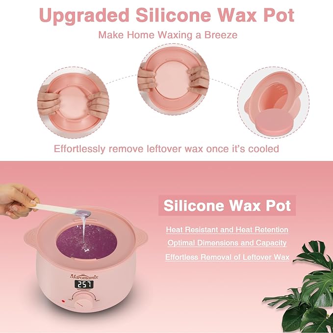 Waxing Kit -Digital Wax Warmer Machine for Hair Removal with 4 Packs of Hard Wax Beads & Silicone Pot for Full Body, Legs, Face, Eyebrows, Bikini, Brazilian at Home Waxing Kit for Women Men