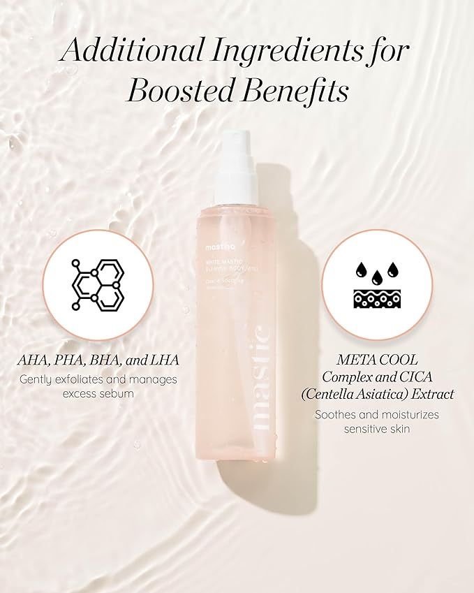 MASTINA White Mastic Cooling Body Mist (5.1fl oz), Hydrating & Brightening Body Spray with Fermented Mastic, Soothing Treatment for Sensitive or Sun-Exposed Skin, Korean Body Skincare