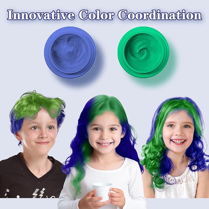 Green Hair Color Wax, Temporary Hair Color Wax, Temporary Hair Dye for Dark Hair, Washable, Kids, Halloween, Cosplay, Party, Girls