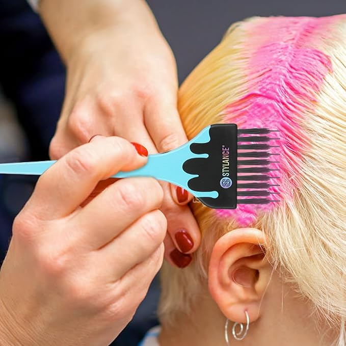 Hair Color Brush Set with Nylon Guide Bristles, 3 Pack Professional Hair Dye Brushes for Hair Stylist & DIY, Multi-Color Handles for Precise Application