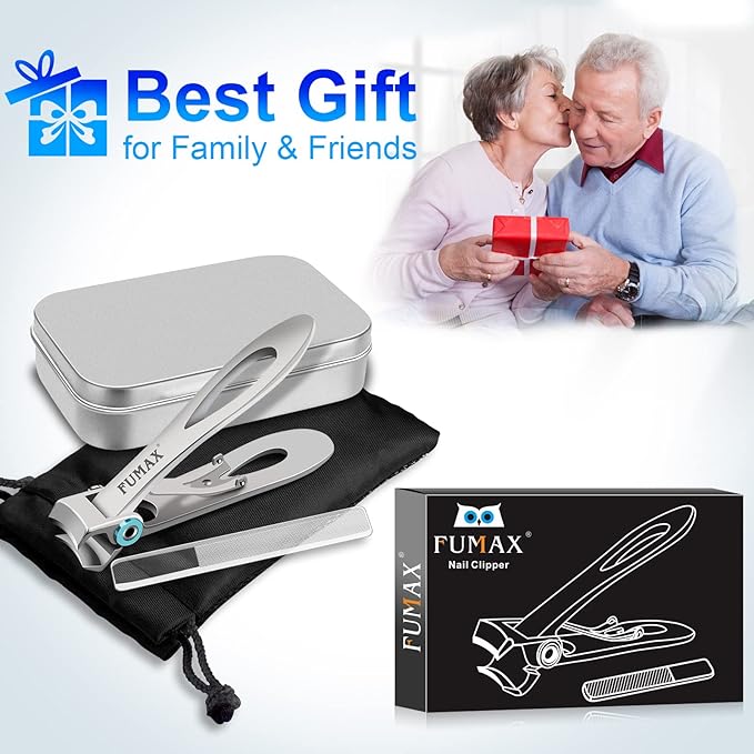 Toenail Clippers for Seniors Thick Toenails, Heavy Duty Nail Clippers for Men with 15mm Wide Jaw Opening, Large Toe Nail Clippers with Long Handle for Thick Nails Gift for Men Dad Him