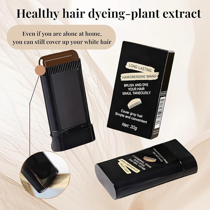 Safe and Convenient Comb Hair Dye Stick, White Hair Cover Stick, 2-in-1 Convenient Instant Dyeing, Waterproof and Sweat Proof, Quick Root Dressing (Black Brown) d