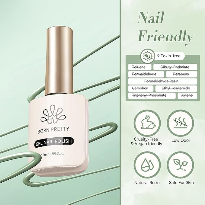 Born Pretty Oliver Green Gel Nail Polish Spring Summer Green Color Soak Off Gel Polish Nail Art Design Manicure Salon DIY Home 15ml