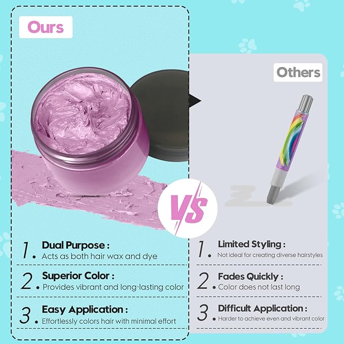 Pink Hair Color Wax - Temporary & Washable Hair Styling Mud Gel for Men, Women, Kids,For Halloween, Cosplay, Party, Crazy Hair Day & Children's Day