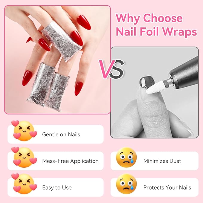 Makartt Nail Polish Remover Soak off Foils – Gel Polish Remover Foil Nail Wraps with 1.18 inch Pre-attached Lint Free Larger Cotton Pads for Gel Nail Removal at Home or Salon(100 Pcs)