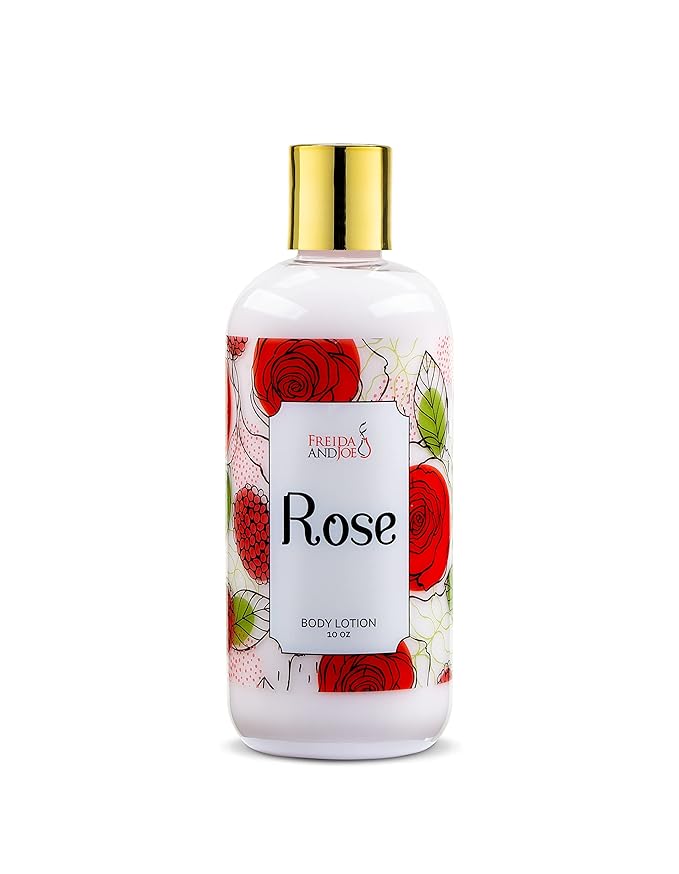 Rose Home Spa Gift 10oz Deep Moisturizing Fragrance Body Lotion & 8 oz. Fine Fragrance Body Mist Set Luxury Self-Care Combo for Women and Girls (Rose)