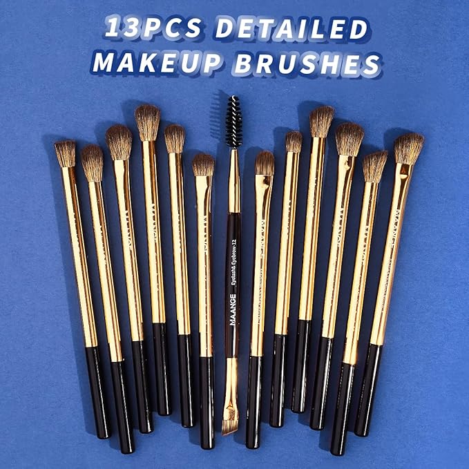 MAANGE 20 PCS Makeup Brush Set, Double-ended Kabuki Brush Foundation Contour Brush for Liquid Powder Concealer Eye Shadows Cream Cosmetics Blending Blush Face Makeup Tools with Case (Coffee Gold)