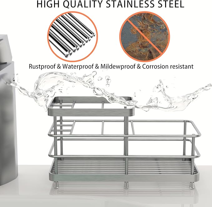 Toothbrush Holders, WHALCHI Bathroom Toothbrush Organizer 6 Slots Rustproof Metal Toothbrush and Toothpaste Holder, Silver, L