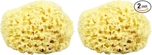 Sea Wool Sponge - All Natural Honeycomb Renewable Sea Sponge, Hand Cut, Jumbo, Approx. 7 Inches (Pack of 2)