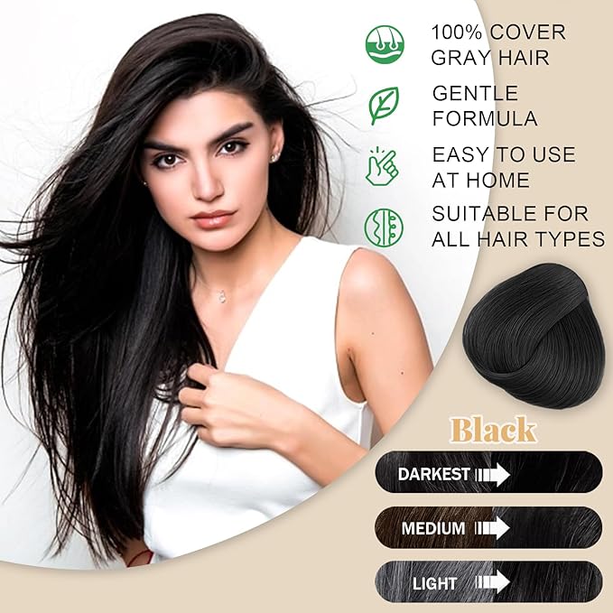 Natural Black Hair Dye Shampoo 3 in 1, Hair Instant Dye Shampoo to Cover Gray Hair for Women Men, Herbal Black Shampoo Hair Dye 500ML, Magic Coloring Shampoo for Painting Hair, Shampoo Para Canas