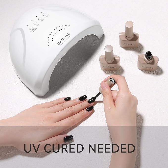 MAYCHAO 15ML Black Gel Nail Polish 1Pc Pure Black Nail Polish Soak Off UV LED Nail Gel Polish Nail Art Starter Manicure Salon DIY at Home, 0.5 OZ