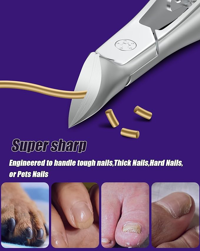 SZQHT Toenail Clippers for Thick & Ingrown Toenails, Heavy-Duty Nail Clippers for Seniors, Men & Women, Ultra-Wide Jaw Toe Nail Clippers, Pedicure Tools for Feet, Stainless Steel Nail Cutter