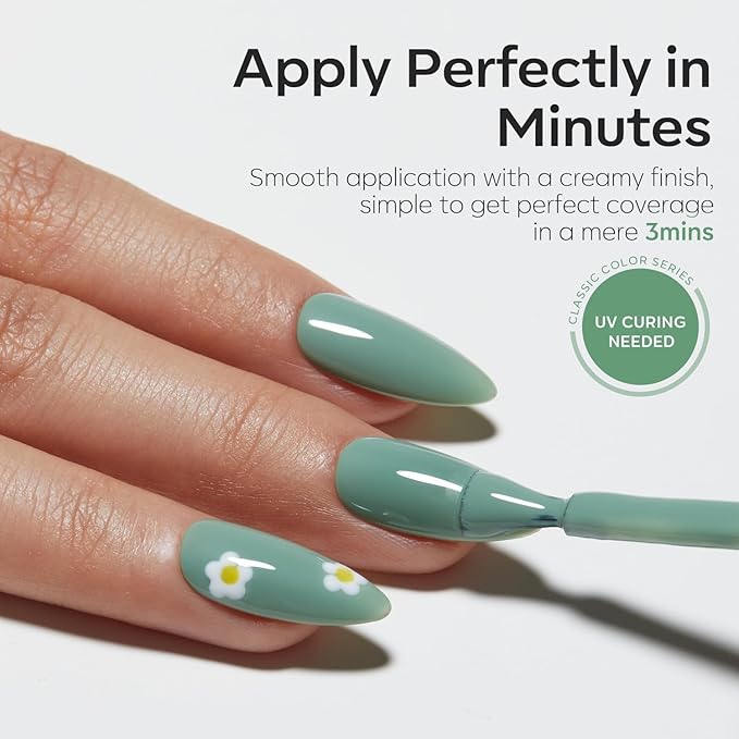 modelones Green Gel Nail Polish Sage Green Christmas Ge; Polish Soak Off Led Nail Art Gel Manicure Salon DIY Gifts for Women 15 ML