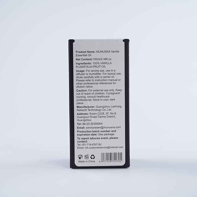 Vanilla Essential Oil, 100% Natural and Pure Vanilla Oil for Skin Care, 100ML Premium Grade Essential Oils Aromatherapy Scented Oils for Diffuser, Humidifier, Home, Candle Soap Making