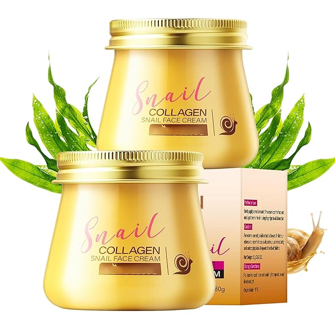 2pcs Snail Collagen Face Cream,Collagen Hydrating Anti-Wrinkle and Rejuvenating Cream,Anti-Wrinkle and Rejuvenating Cream for Women