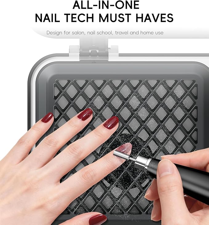 Portable Nail Dust Collector Deluxe Kit, Rechargeable Cordless Nail Quiet Vacuum Fan Cleaner with Mirror & Reusable Filters, Rich Nail Tech Tools, Compact Travel Size, Best Gifts for Women Teen Girls