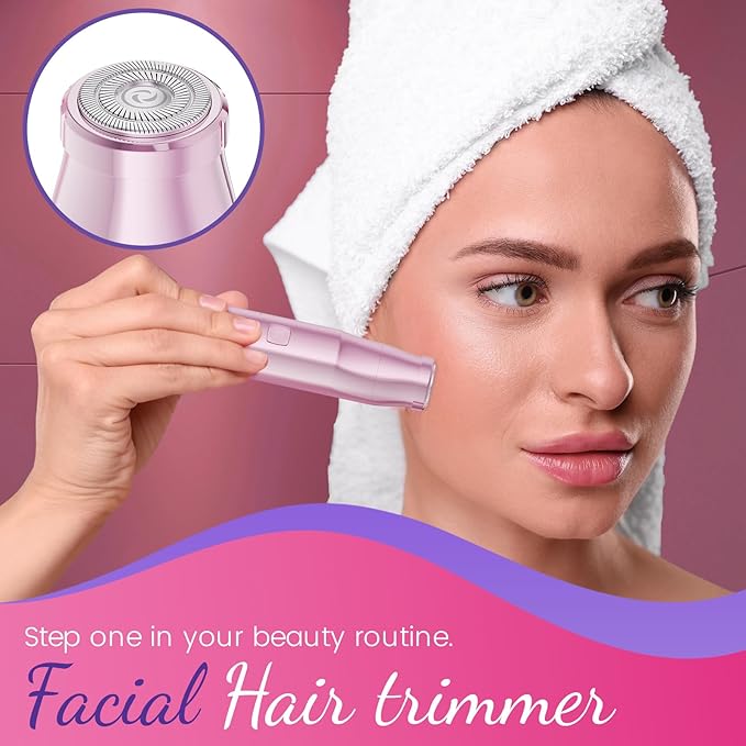 Bikini Trimmer for Women 2 in 1 Electric Razors for Women - Wet and Dry Electric Lady Shaver, Smooth Facial Hair Remover and Body Hair Trimmer for Bikini,Leg, Underarm, Face, Private Area (Rose)