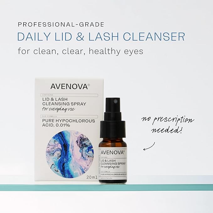 Avenova Eyelid and Eyelash Cleanser Spray - 20ml Bottle - Gentle Everyday Pure Hypochlorous Acid Spray for Eye Irritation