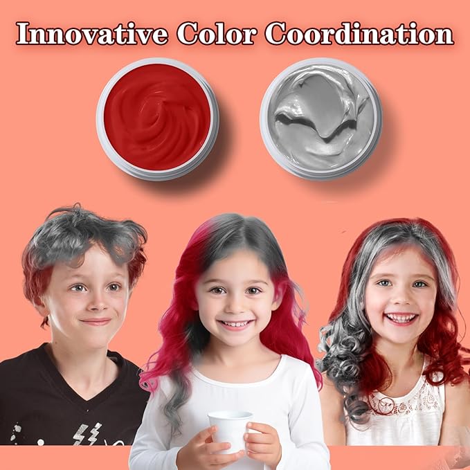 Red Hair Color Wax, Temporary Hair Color Wax, Temporary Hair Dye for Dark Hair, Washable, Kids, Halloween, Cosplay, Party, Girls