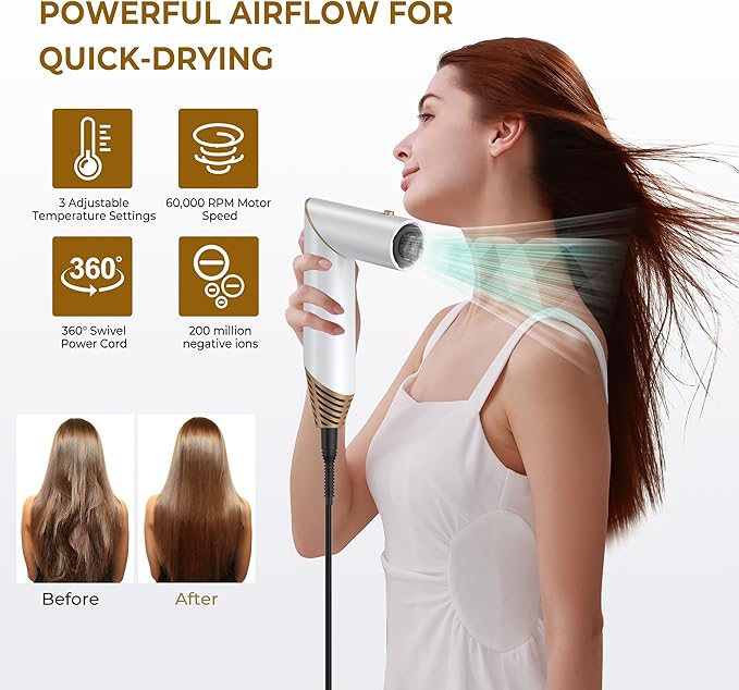 5 in 1 Blow Dryer Brush,Hair Dryer Brush with Detachable Air Styler,Negative Ionic Magic Hair Styler,Hot Air Brush for Women Volumizer,Straightener,Drying