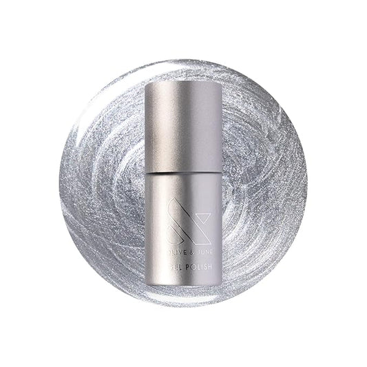 Olive & June Gel Polish | UV LED Nail Lamp Needed | Long Lasting Formula | Up to 21 Days of Wear | Damage-Free Removal | Salon-Quality Manicure at Home| Cosmic Silver | Silver Metallic
