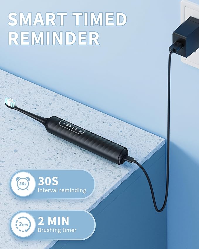 Electric Toothbrush with Water Flosser – 2-in-1 Teeth Cleaning Kit, Electric Toothbrush and flosser Combo,Toothbrush with 3 Cleaning Modes, Portable Water flosser Design for Home & Travel (Black)