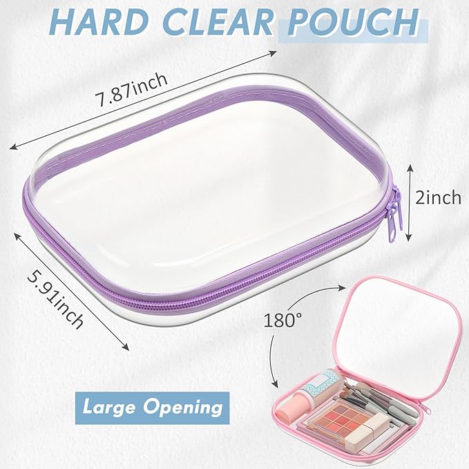 Sanwuta 10 Pcs Hard Zipper Case Clear Hard Pouches Plastic Zipper Pencil Box Toy Storage Bins Portable Plastic Container for Travel Toiletry Office Cosmetic Block Puzzle Organizer(S/m,Macaron Color)