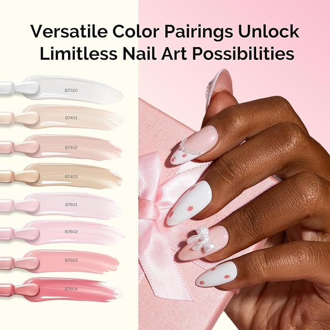 MelodySusie Gel Nail Polish Kit with UV Nail Lamp - Handheld UV Light Christmas Gift for Women Plant Based Hema Free Pink Gel Polish Set with No Wipe Glossy Top Coat Base Coat Builder Manicure Tools