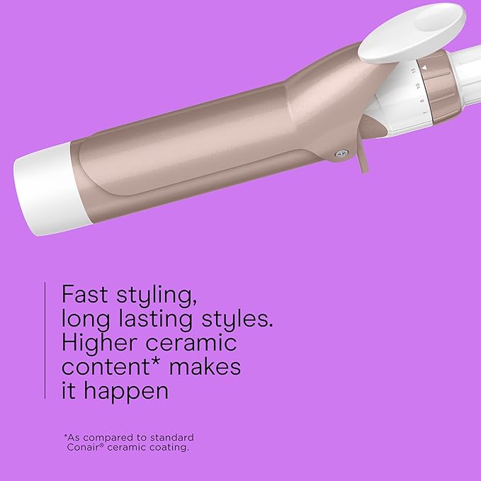 Conair Double Ceramic 1 ½-Inch Curling Iron with Claw Clip, 1.5-Inch Barrel Creates Soft Waves, Hair Waver for Use on Medium and Long Hair, White