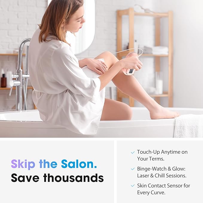 Laser Hair Removal Device, at-Home IPL Hair Removal for Women & Men - Safe 45°F Ice-Cooling Contact for Painless & Long-Lasting Results, 86% Hair Reduction in 3 Weeks for Full Body, Hot Pink