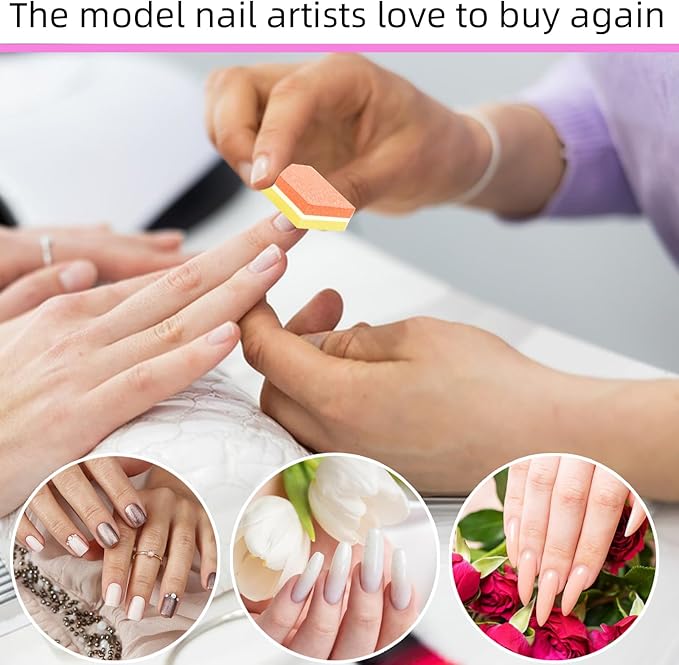 50 Pcs Sponge Nail Buffers,100/180 Grit Mini Nail Files,Mini Buffer Block Nail File for Acrylic & Natural Nails,Double-Sided Buffing Blocks for Manicure & Pedicure,Salon & Home Use(Yellow and Orange)