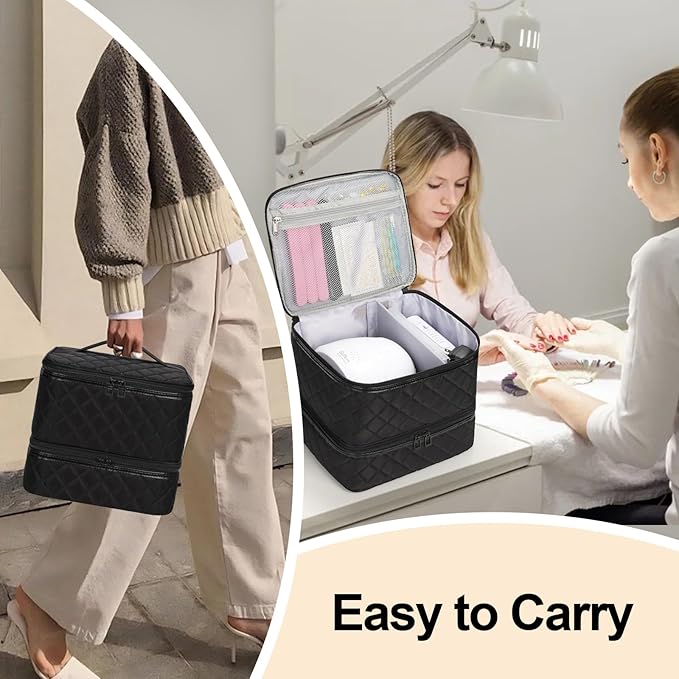 Ethereal Nail Polish Organizer Case Holds 30+ Bottles (15ml/0.5 fl.oz) Nail Lamp, Gel Polish Travel Case Bag for Nail Suppiles, Gift for Manicurist, Girls