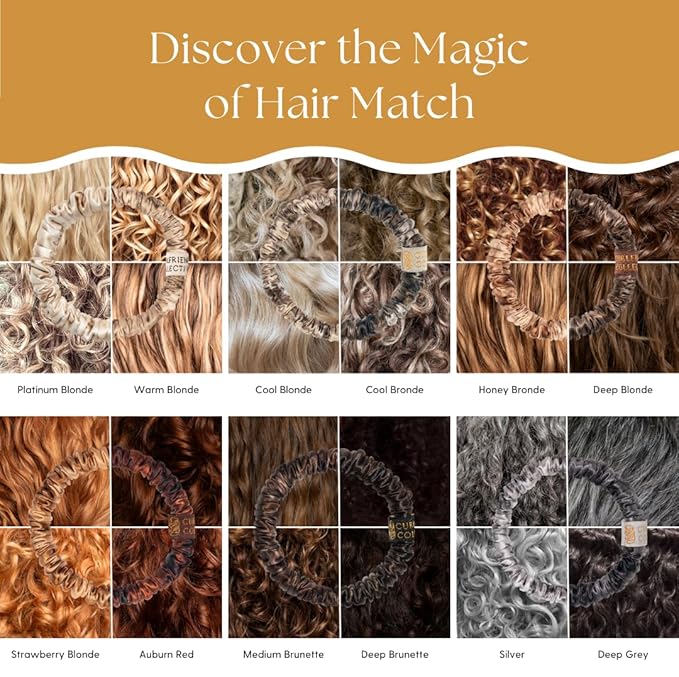 Authentic Mulberry Silk Skinny Hair Match Scrunchies for Women, Anti Breakage Hair Ties for Curly Thick & Thin Hair, 100% Silk for Buns, Sleep & Ponytail, Honey/Deep Bronde (4 Pack)