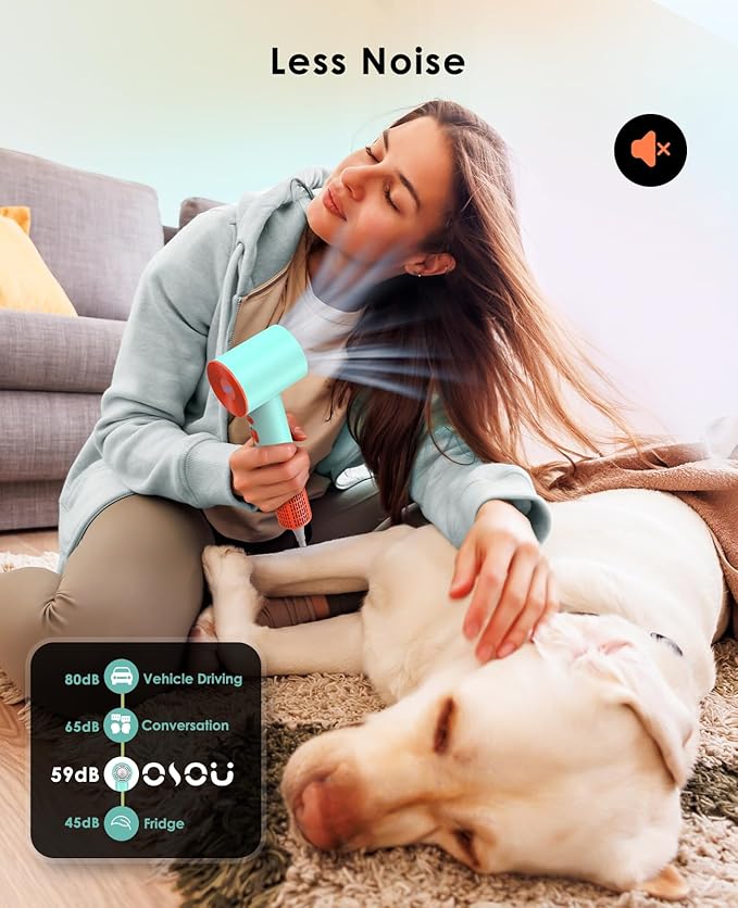 Hair Dryer, Negative Ionic Hair Dryers, High-Speed Blow Dryer with 110, 000 RPM Brushless Motor, Fast Drying Lightweight Travel Hairdryer, Low Noise Home Hair Dryer with Smooth Nozzle