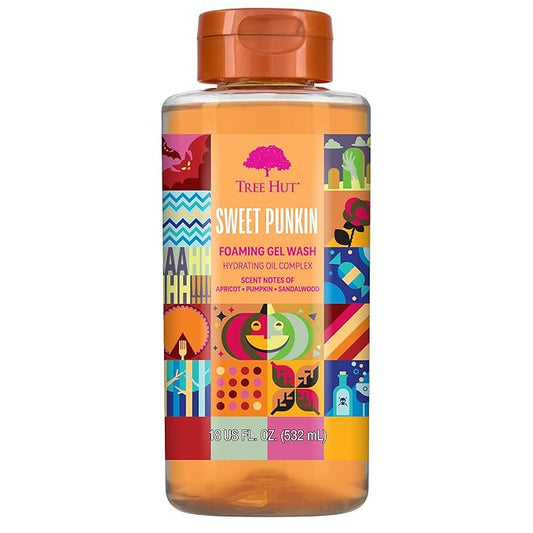 Tree Hut Sweet Punkin Foaming Gel Wash, Gently Cleanses and Leaves Skin Looking Fresh and Radiant, Body Wash, Fall Limited Edition Scent, 18 fl oz